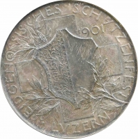Швейцарія срібна медаль 1901 р., NGC AU58, "Люцернський стрілецький фестиваль"
