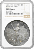Швейцарія срібна медаль 1887 р., NGC UNC Det., "Женівський стрілецький фестиваль"