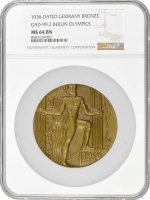Німеччина – Третій Рейх бронзова медаль 1936 р., NGC MS64 BN, "Олімпіада в Берліні" Top Pop