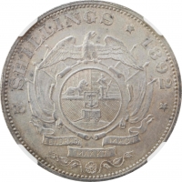 ПАР (Трансвааль) 5 шилінгів 1892, NGC AU58, "Президент Пауль Крюгер (1880 - 1900)"