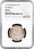 Гамбург 2 марки 1914 р. J, NGC MS64, "Вільне місто Гамбург (1871 - 1918)"