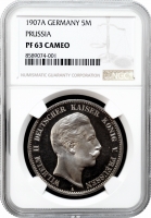 Пруссія 5 марок 1907 A, NGC PF63 CAM, "Король Вільгельм II (1888 - 1918)"