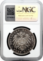 Пруссія 5 марок 1907 A, NGC PF63 CAM, "Король Вільгельм II (1888 - 1918)"