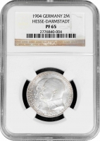 Гессен-Дармштадт 2 марки 1904 р., NGC PF65, "400 років від дня народження Філіпа I Великодушного"