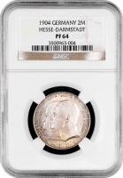 Гессен-Дармштадт 2 марки 1904 р., NGC PF64, "400 років від дня народження Філіпа I Великодушного"