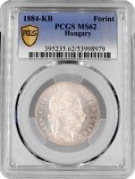 Угорщина 1 форинт 1884 KB, PCGS MS62, "Імператор Франц Йосип (1848 - 1916)"