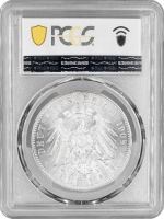 Саксен-Мейнинген 5 марок 1908 г. D, NGC MS64, "Герцог Георг II (1866 - 1914)"