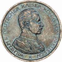 Пруссия 5 марок 1914 г. А, PCGS MS62, "Король Вильгельм II (1888 – 1918)"