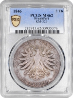 Франкфурт 2 талери 1846 р., PCGS MS62, "Вільне місто Франкфурт (1807 - 1866)"