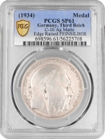 Німеччина - Третій рейх срібна медаль 1934, PCGS SP61, "Смерть Гінденбурга (1847 - 1934)"