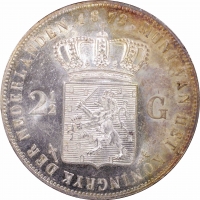 Нидерланды 2 1/2 гульдена 1872 г., PCGS MS62, "Король Виллем III (1849 - 1890)"