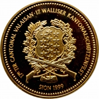 Швейцария 500 франков 1999 г., PCGS PR67, "Стрелковый фестиваль в Менцингене"