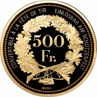 Швейцария 500 франков 2018 г., PCGS PR69 DCAM, "Стрелковый фестиваль в Штансе"