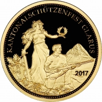 Швейцария 500 франков 2017 г., PCGS PR69 DCAM, "Стрелковый фестиваль в Гларусе"