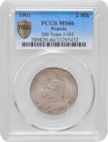 Пруссія 2 марки 1901 р. A, PCGS MS66, "200 років Пруссії"