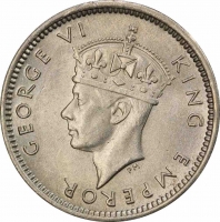 Южная Родезия 3 пенса 1947 г., PCGS MS63, "Колония Великобритании (1932 - 1955)"