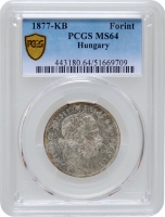 Угорщина 1 форинт 1877 KB, PCGS MS64, "Імператор Франц Йосип (1848 - 1916)" Top Pop 1/0