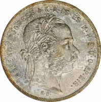Угорщина 1 форинт 1877 KB, PCGS MS64, "Імператор Франц Йосип (1848 - 1916)" Top Pop 1/0