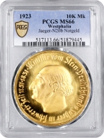 Вестфалія 10000 марок 1923 р., PCGS MS66, "Фрайгер фон Штейн"