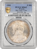 Пруссія 5 марок 1901 р. A, PCGS MS62, "200 років Пруссії"