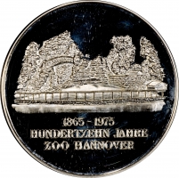 Німеччина срібна медаль 1975 р., PCGS MS65, "110-а річниця. Гановерський зоопарк - Фламінго"