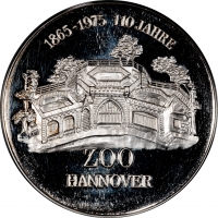 Німеччина срібна медаль 1975 р., PCGS MS65, "110-та річниця. Ганноверський зоопарк - Ведмідь"