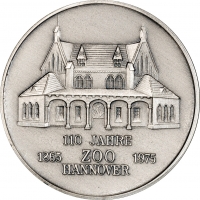 Німеччина срібна медаль 1975 р., PCGS MS69, "110-та річниця. Ганноверський зоопарк - Слон"
