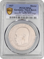 Німеччина - Третій рейх срібна медаль 1937 р., PCGS SP64, "Смерть Еріха Людендорфа"