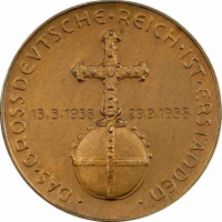 Германия - Третий рейх бронзовая медаль 1938 г., PCGS SP UNC Det., "Бюст Адольфа Гитлера"