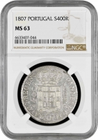Португалия 400 рейсов 1807 г., NGC MS63, "Принц-регент Жуан VI (1799 - 1816)"