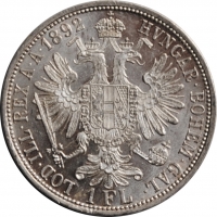 Австро-Венгрия 1 флорин 1892 г., AU, 'Император Франц Иосиф (1848 - 1916)'