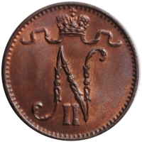 Финляндия 1 пенни 1916 г., UNC, "Император Николай II (1895 - 1917)"