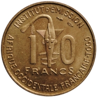 Французская Западная Африка 10 франков 1957 г., BU, "Колония Франции (1944 - 1958)"