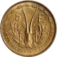 Французская Западная Африка 5 франков 1956 г., BU, 'Колония Франции (1944-1958)'