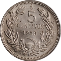 Чили 5 сентаво 1928 г. So, BU, "Республика Чили (1899 - 1959)"