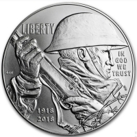 США 1 доллар 2018 г., BU, "100-летие окончания Первой мировой войны"