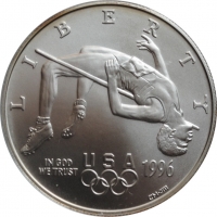 США 1 доллар 1996 г., BU, 'XXVI летние Олимпийские Игры, Атланта 1996 - Прыжки в высоту'