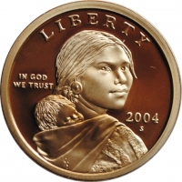 США 1 доллар 2004 г. S, PROOF, 'Доллар Сакагавея'
