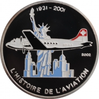 Того 1000 франков 2002 г., PROOF, 'Douglas DC-4 и горизонт Нью-Йорка'