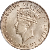 Британская Восточная Африка 1 шиллинг 1941 г. I, PCGS MS63, "Король Георг VI (1937 - 1952)"