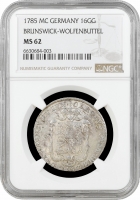 Брауншвейг-Вольфенбюттель 16 грошей 1785 г. MC, NGC MS62, "Герцог Карл Вильгельм Фердинанд (1780 - 1806)"