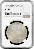 Испания 5 песет 1898 г. SGV, NGC MS63, "Король Альфонсо XIII (1886 - 1931)"