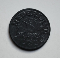 Нидерланды 25 центов 1942 г., XF-UNC