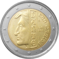 Сан-Марино 2 евро 2015 г., BU, '750 лет со дня рождения Данте Алигьери'
